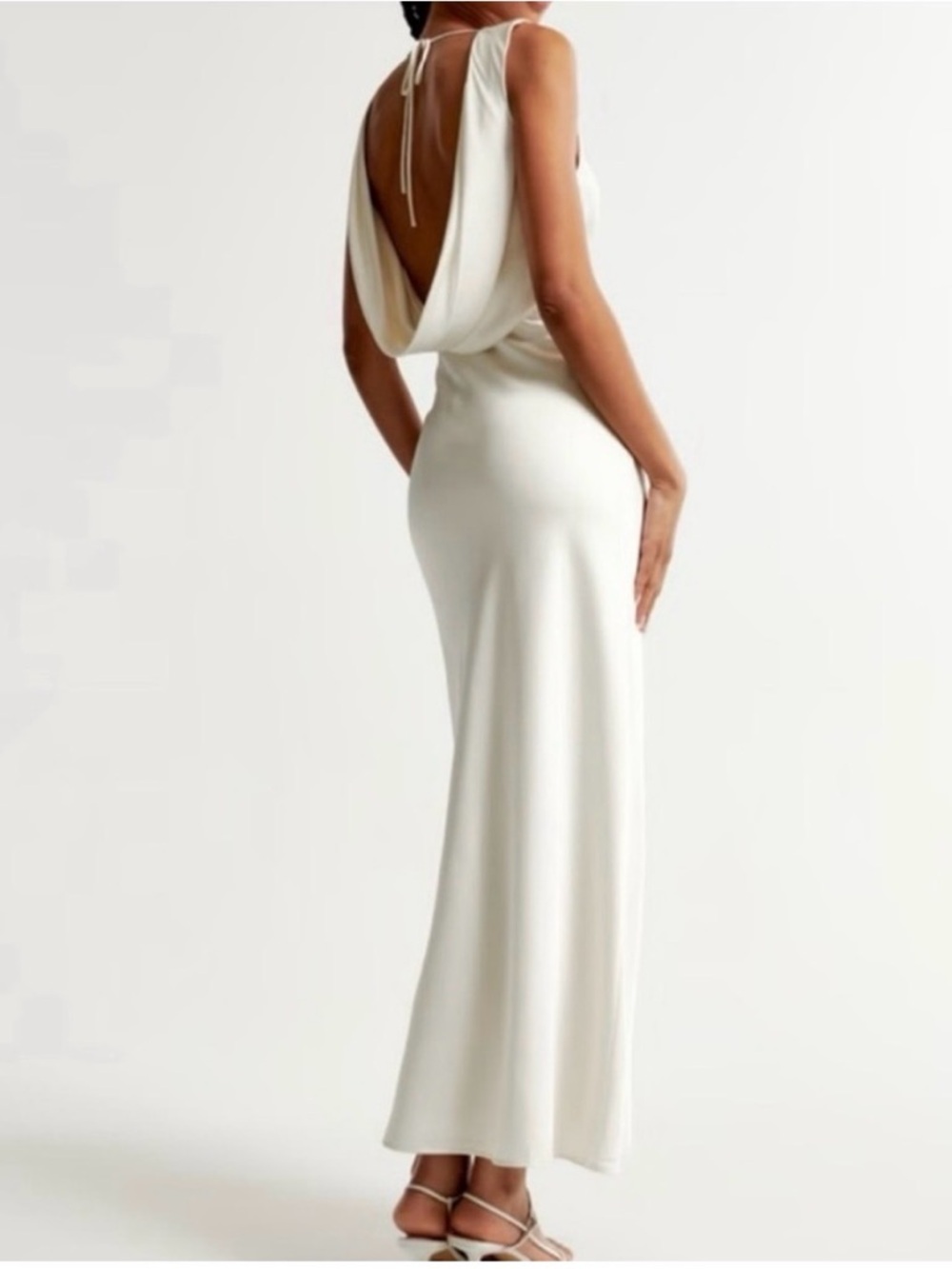Abercrombie Medium Elegant Ivory/White Cowl-Back Dress